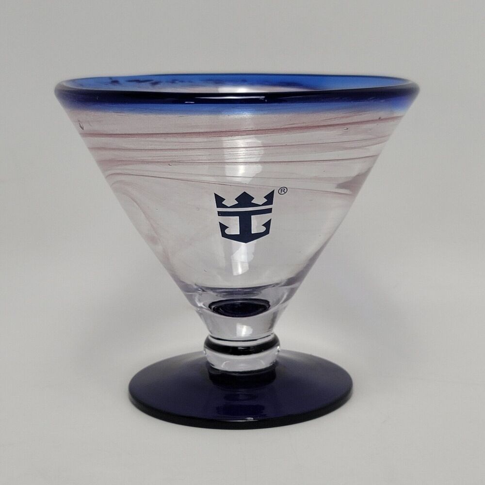 Kosta Boda Royal Caribbean Cruise Lines Swirl Blue Stem Margarita Martini Glass
